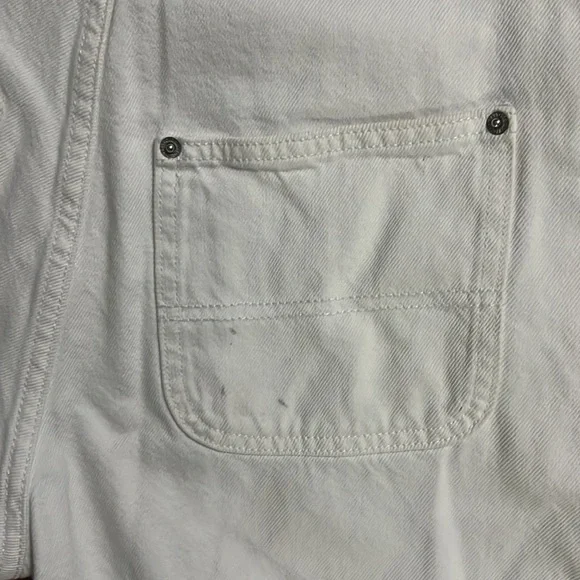 Old Navy White Overalls Size S Cuffed Hem Country Western Coastal Cowgirl Casual - Picture 11 of 12